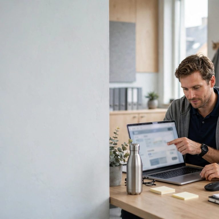 En IT-tekniker og en leder gennemgår licenser på en bærbar computer.